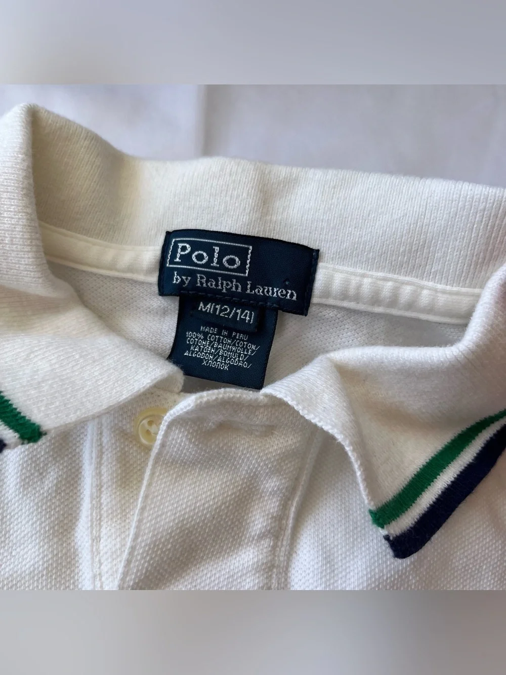Polo Ralph Lauren Kids M 12/14 White Short Sleeve Polo‎ Top